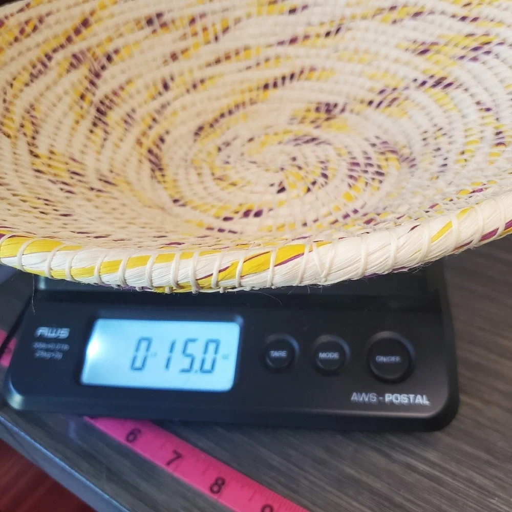 Nayariva African Hand Woven Rope Coil‎ Basket Yellow And Purple Accents Bowl